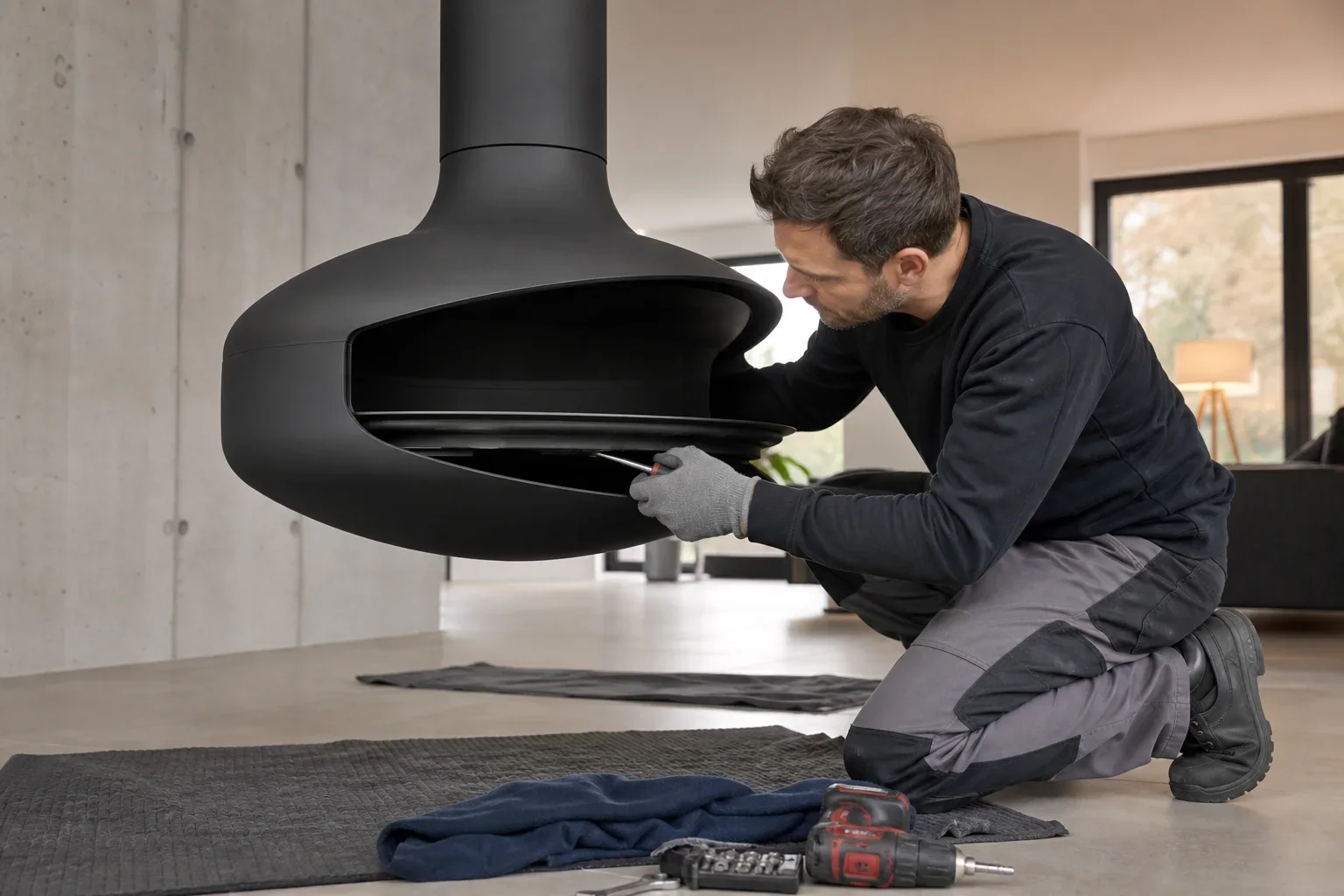 Detail pratique pour Cheminée suspendue : prix, installation et contraintes