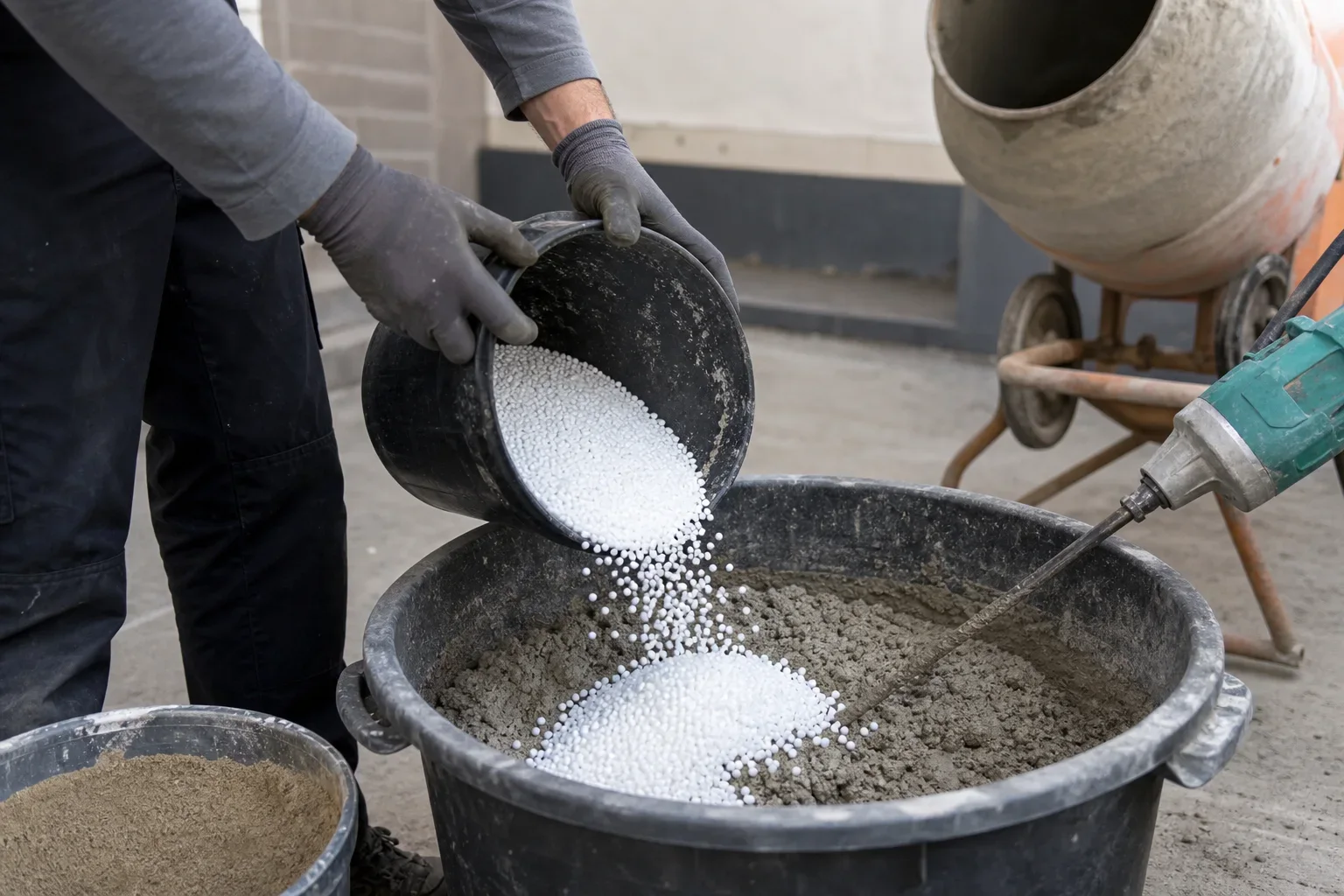 Detail pratique pour Dosage du béton allégé au polystyrène : guide pratique