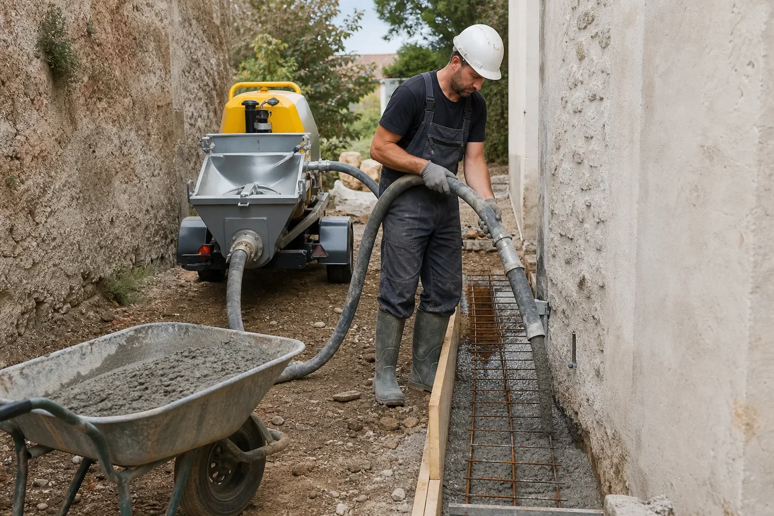 Detail pratique pour Utiliser une mini-pompe à béton pour les accès difficiles : Tarif location