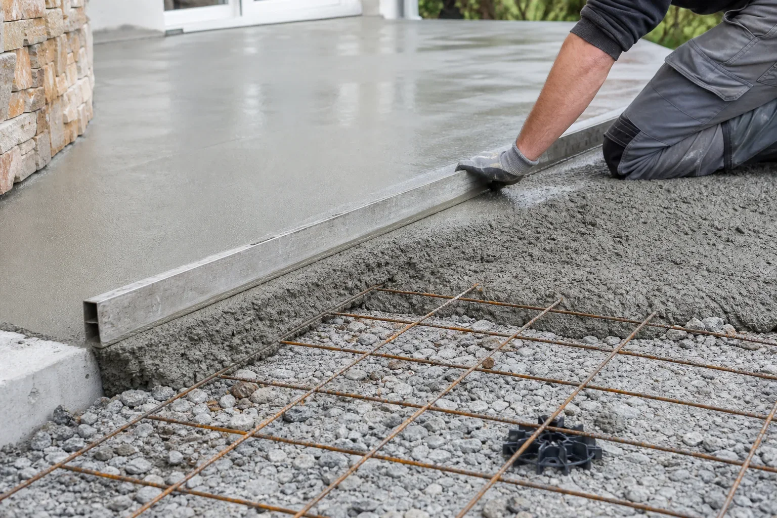 Detail pratique pour Dalle béton pour terrasse : repères d’épaisseur, treillis et joints de fractionnement