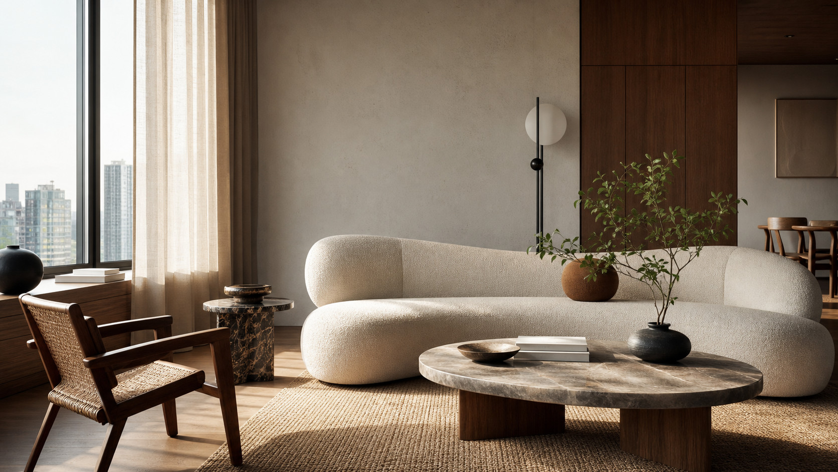 Salon contemporain avec mobilier design